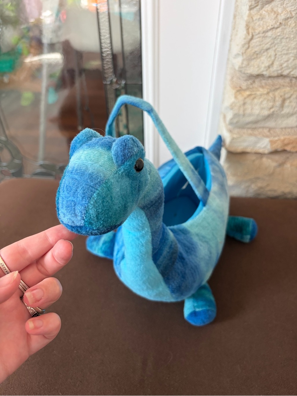Blue Plush Reptile Pet Bed Carrier - Soft Plush Carrying Basket